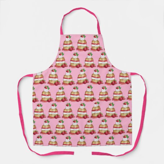 ストロベリーショートケーキデザートイチゴ エプロン (正面)