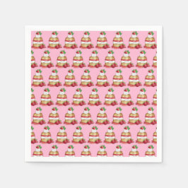 ストロベリーショートケーキデザートイチゴ スタンダードカクテルナプキン