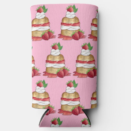 ストロベリーショートケーキデザートイチゴ スリム缶クーラー (正面)