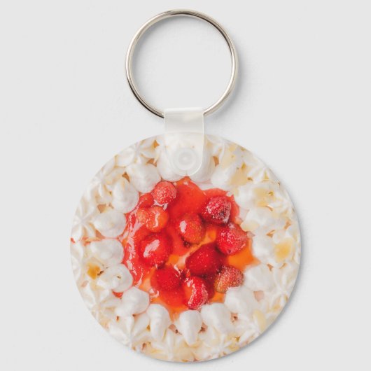 ストロベリーショートケーキデザートレッドホワイト キーホルダー (正面)