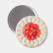 ストロベリーショートケーキデザートレッドホワイト マグネット (正面/裏面)