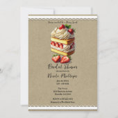 ストロベリーショートケーキブライダルシャワー 招待状 (正面)