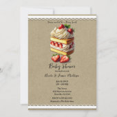 ストロベリーショートケーキベビーシャワーのスライス 招待状 (正面)