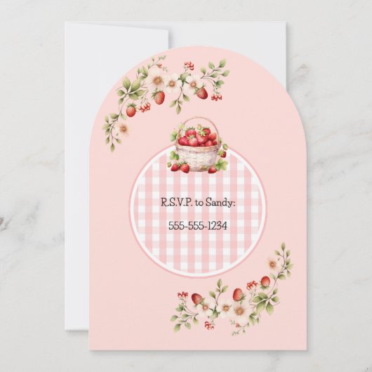 ストロベリーショートケーキベビーシャワー招待状 招待状 (裏面)