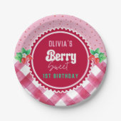 ストロベリーショートケーキ1st誕生日パーティー ペーパープレート (正面)
