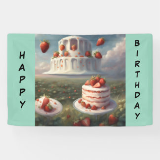 ストロベリーショートケーキ ハッピーバースデー バナー 横断幕