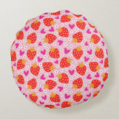ストロベリーシームレスパターン ラウンドクッション (裏面)