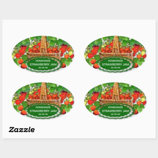 ストロベリージャムカスタム文字 楕円形シール (シート)