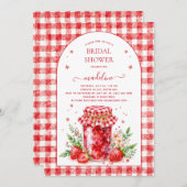 ストロベリージャムギンガムブライダルシャワー招待 招待状 (正面/裏面)