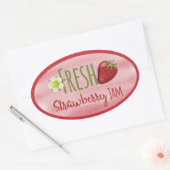 ストロベリージャム缶詰ラベル 楕円形シール (封筒)