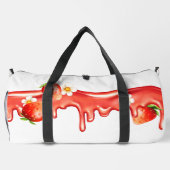 ストロベリージャム&フラワーズサマー名前をカスタムする ダッフルバッグ (裏面)