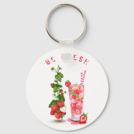 ストロベリージュースカッコいいドリンクサマーフルーツキーチェーン キーホルダー
