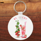ストロベリージュースカッコいいドリンクサマーフルーツキーチェーン キーホルダー (正面)