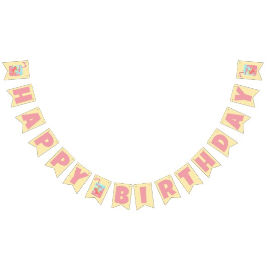 ストロベリージュース箱ハッピーバースデー バンティングフラッグ (全)