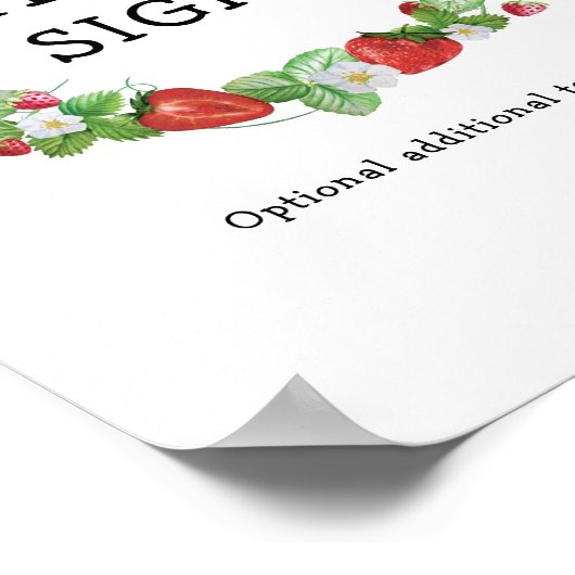 ストロベリースイーツカスタム文字バースデーパーティー ポスター (角)