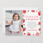 ストロベリースイーツ写真バースデーパーティー サンキューカード (正面)
