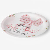 ストロベリースイーツ赤面ピンクボウベビーシャワー ペーパープレート (アングル)