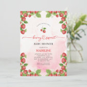 ストロベリースイートウォーター色ベビーシャワー 招待状 (スタンド正面)