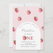 ストロベリースイートガールの最初の誕生日 招待状 (正面)