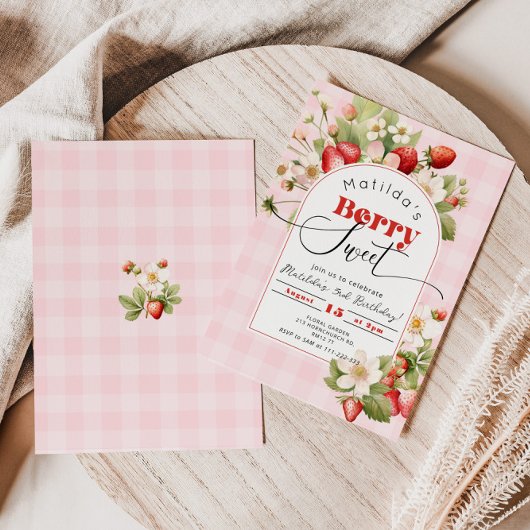 ストロベリースイートガールバースデーパーティー 招待状