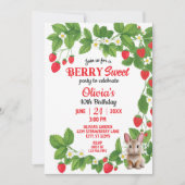 ストロベリースイートバニー誕生日(赤と白) 招待状 (正面)