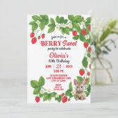 ストロベリースイートバニー誕生日(赤と白) 招待状 (スタンド正面)