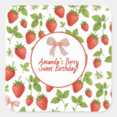 ストロベリースイートバースデーパーティー – Square Sticker スクエアシール (正面)