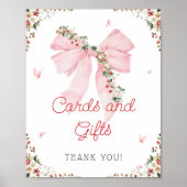 ストロベリースイートピンクの弓カードとギフト ポスター (正面)