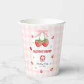 ストロベリースイートピンクジンガムベビーガール誕生日 紙コップ (裏面)