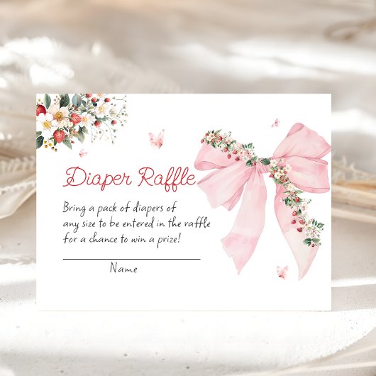 ストロベリースイートピンクボウおむつラッフル エンクロージャーカード