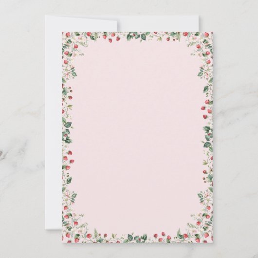 ストロベリースイートピンクボウ女の子ベビーシャワー 招待状 (裏面)