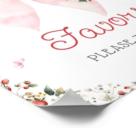 ストロベリースイートピンクボウ赤ちゃんシャワー好み ポスター (角)