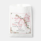 ストロベリースイートピンクボウ赤ちゃんシャワー フェイバーバッグ (正面)