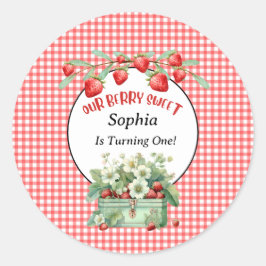 ストロベリースイートファースト誕生日パーティー ラウンドシール