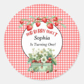 ストロベリースイートファースト誕生日パーティー ラウンドシール (正面)