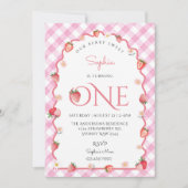 ストロベリースイートファースト誕生日波形 招待状 (正面)