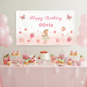ストロベリースイートフェアリー少女の誕生日パーティーへようこそ 横断幕