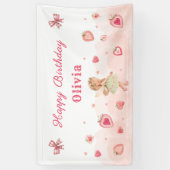 ストロベリースイートフェアリー少女の誕生日パーティーへようこそ 横断幕 (縦)