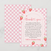 ストロベリースイートベビーガールベビーシャワー サンキューカード (正面/裏面)