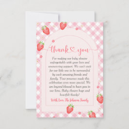 ストロベリースイートベビーガールベビーシャワー サンキューカード