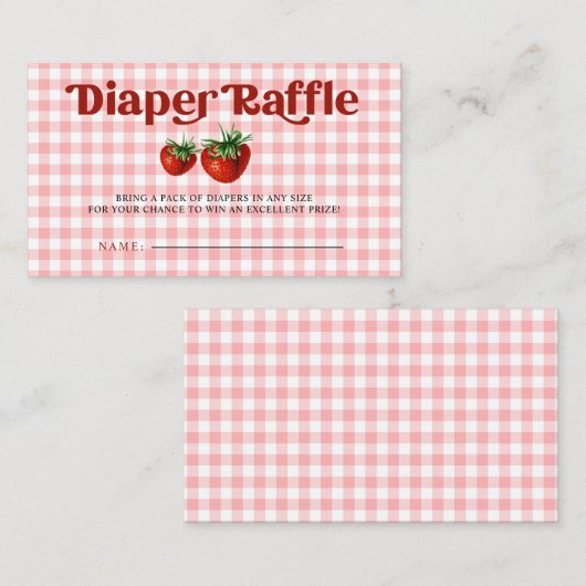 ストロベリースイートベビーシャワーおむつラッフル エンクロージャーカード (正面/裏面)
