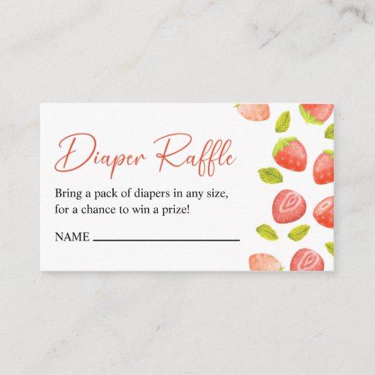 ストロベリースイートベビーシャワーおむつラッフル エンクロージャーカード (正面)