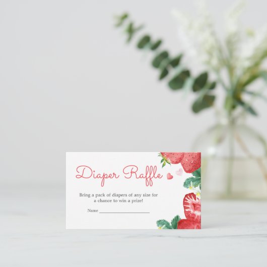 ストロベリースイートベビーシャワーおむつラッフル エンクロージャーカード (スタンド正面)