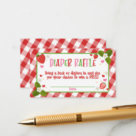 ストロベリースイートベビーシャワーおむつラッフル エンクロージャーカード