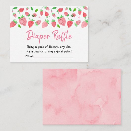 ストロベリースイートベビーシャワーおむつラッフル エンクロージャーカード (正面/裏面)