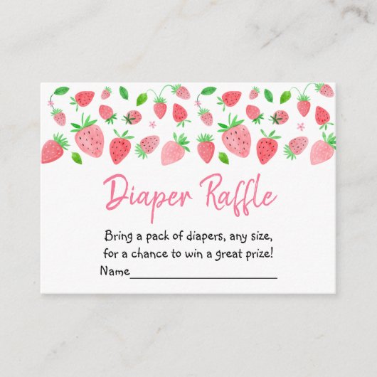 ストロベリースイートベビーシャワーおむつラッフル エンクロージャーカード (正面)