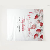 ストロベリースイートベビーシャワー写真の背景 タペストリー (正面(横))