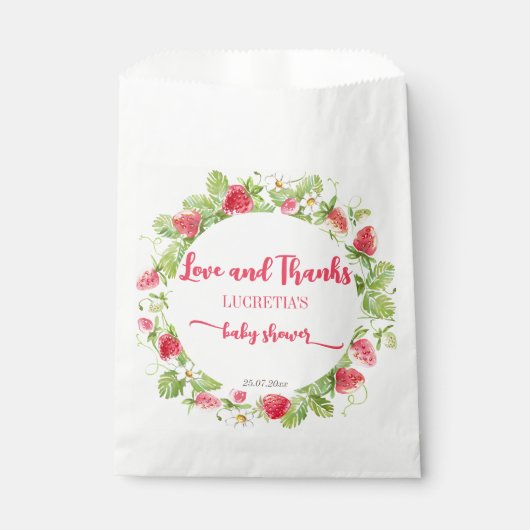 ストロベリースイートベビーシャワー感謝していユー フェイバーバッグ (正面)
