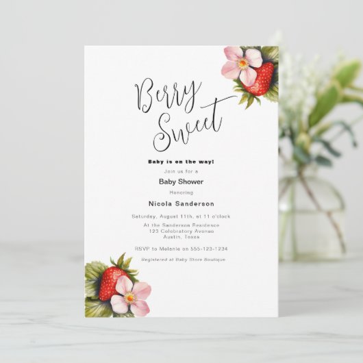 ストロベリースイートベビーシャワー招待状 招待状 (スタンド正面)