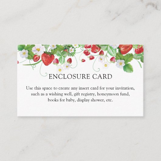 ストロベリースイートベビーシャワー エンクロージャーカード (正面)